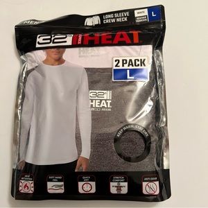 32 DEGREES Men's Heat Long Sleeve Crew Neck Tee, 2 PACK Gray/white Size: L